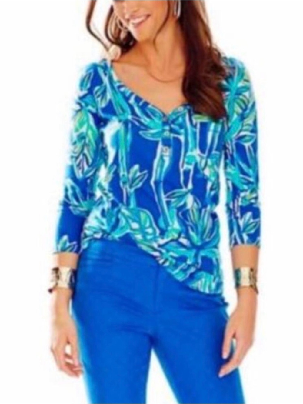 Lilly Pulitzer Palmetto Tunic Top featuring a Blue Crush Bamboo print medium